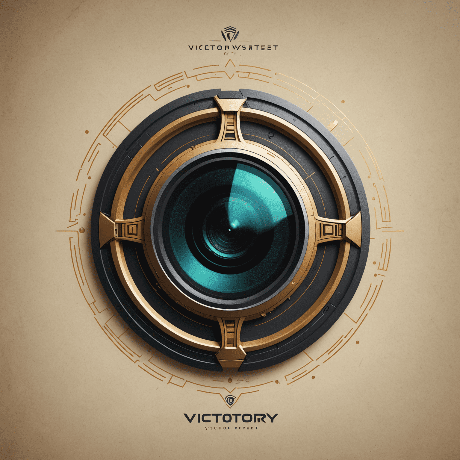 VictoryArenaBets Logo - A futuristic, sleek design incorporating a camera lens and AI circuit patterns